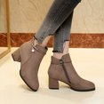 thumbnail image 6 of Lilgiuy Womens Ankle Booties Fall Winter Solid Color Flock Boots Chunky Heel Middle Heel Short Boots Pointed Toe Boots Khaki, 6 of 6