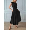 thumbnail image 5 of Women'S Summer 2025 Sleeveless Maxi Dress One Shoulder Casual Slim Swing Pleated Formal Dresses with Pockets Black M, 5 of 8