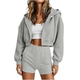 thumbnail image 4 of yillto Women's Zip up Hoodies Coat Casual Long Sleeve Hooded Cropped Drawstring Sweatshirts with Pockets, 4 of 7
