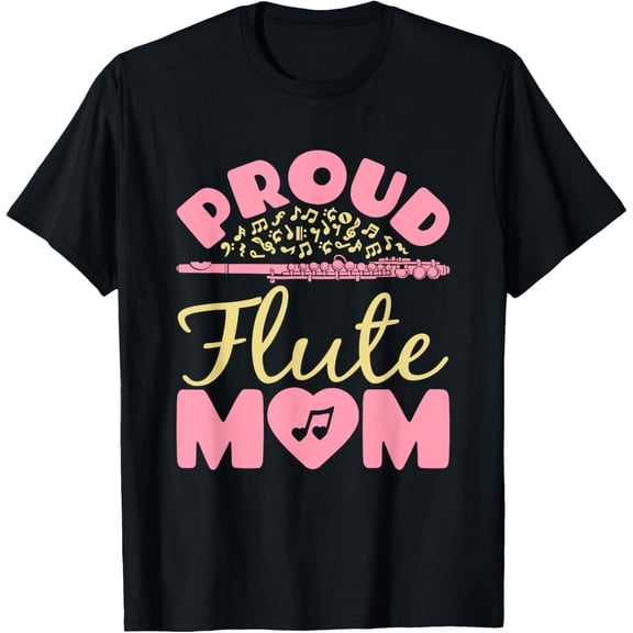 Flute Mom Women Marching Band Mom Mother of Flute Player T-Shirt men and women can wear,black,white,creative gift