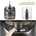 thumbnail image 4 of La Reveuse Mini procesador de alimentos eléctrico con tazón de preparación de 2 tazas de 200 vatios para picar, picar, moler, mezclar y hacer puré (gris metálico), 4 of 5