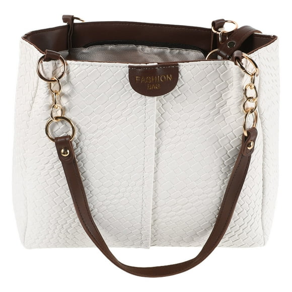 USHOBE Classic Shoulder Bag Women Clutch Handbag White PU Polyester Daily Use 1Pack