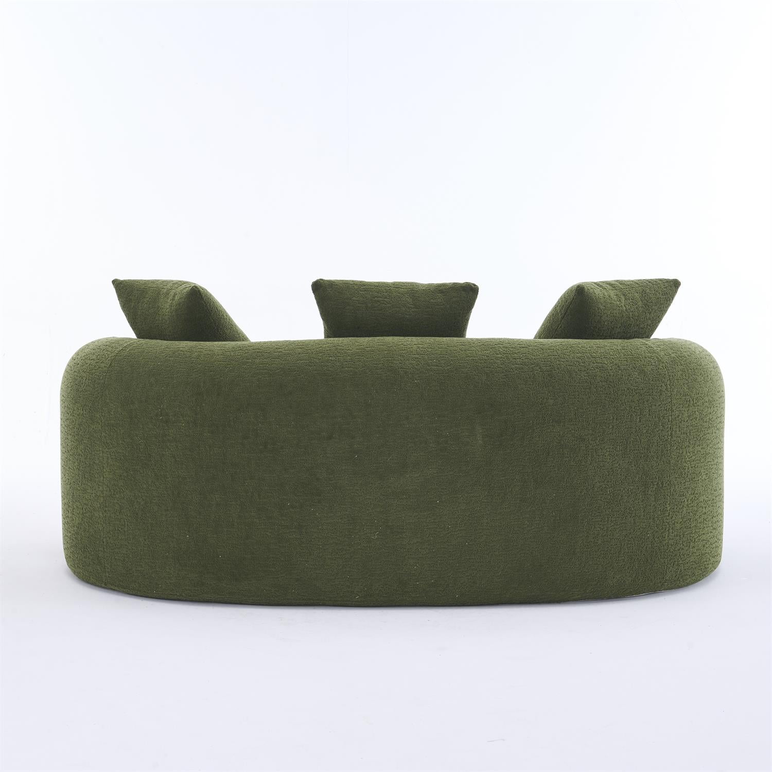 Demi Bonn 65" Compact Curved Loveseat Sofa with Chenille Fabric, Full Compression Sponge for Small Spaces, Supports up to 300 lbs, No Assembly Needed, Green