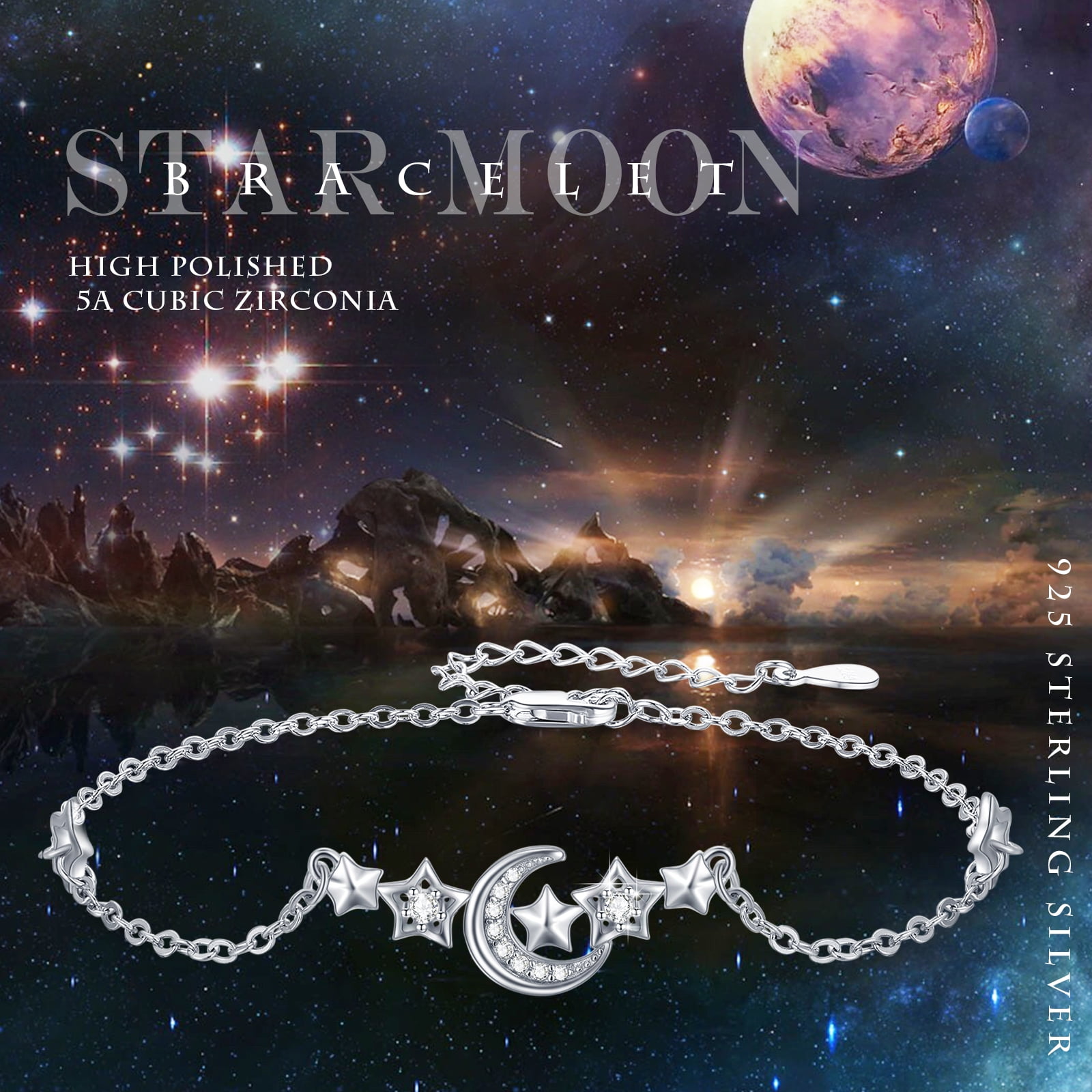 Fashion 925 Sterling Silver Moon & Flower Bracelet with CZ Jewelry in  Rhodium Plated for Girls for Wholesale - China Moon Bracelet and Flower  Bracelet price | Made-in-China.com
