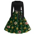 thumbnail image 6 of Women's Casual Fashion Long Sleeve Christmas Graphic Printed Vintage Long Dresses, Round Neck, Retro Style, Holiday Print, Party Dress, Casual Wear,Army Green,5XL, 6 of 6