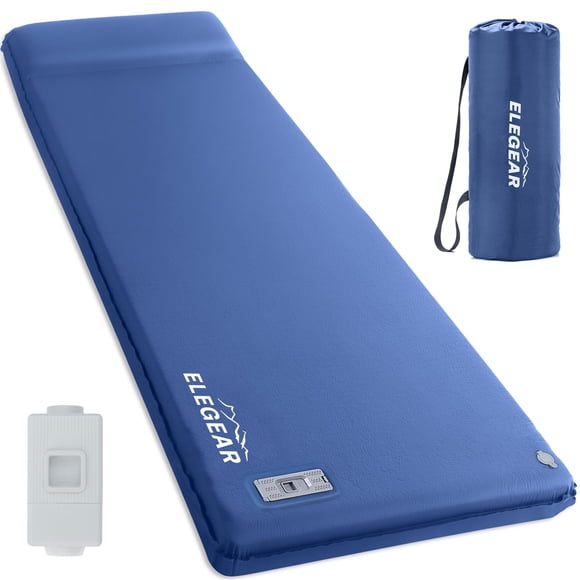 Camping Mattress,Elegear 3.1 inch Self-Inflating Memory Foam Camping Pad with Built-in Electric Pump&Pillow,9.5 R-Value Insulated