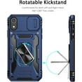 thumbnail image 2 of iPhone XR Case with Slide Camera Cover Drop Tested Military Grade Heavy Duty Protective Durable Sturdy Rotate Ring Kickstand Phone Case for iPhone XR(Blue), 2 of 13