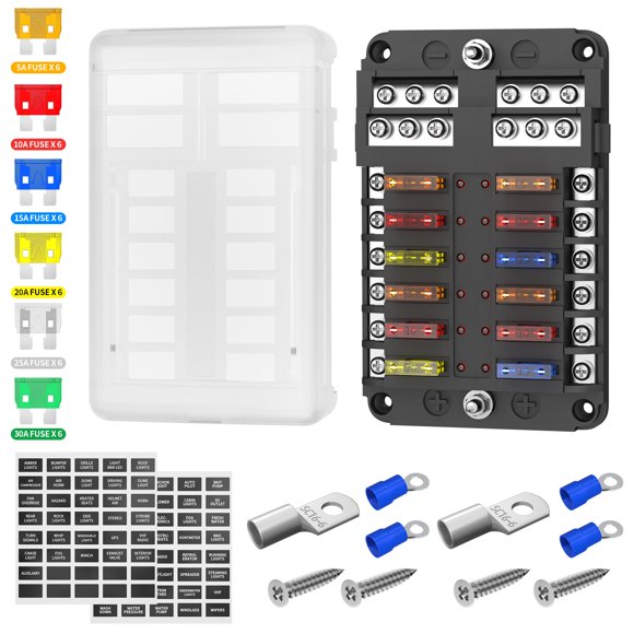Bloque de fusibles DaierTek de 12 vías, 12 V con indicador LED marino, 100 A