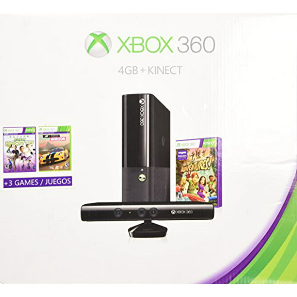 Xbox 360 4gb Kinect Holiday Bundle with 3 Games Forza Horizons, Kinect Sports, and Kinect Adventures