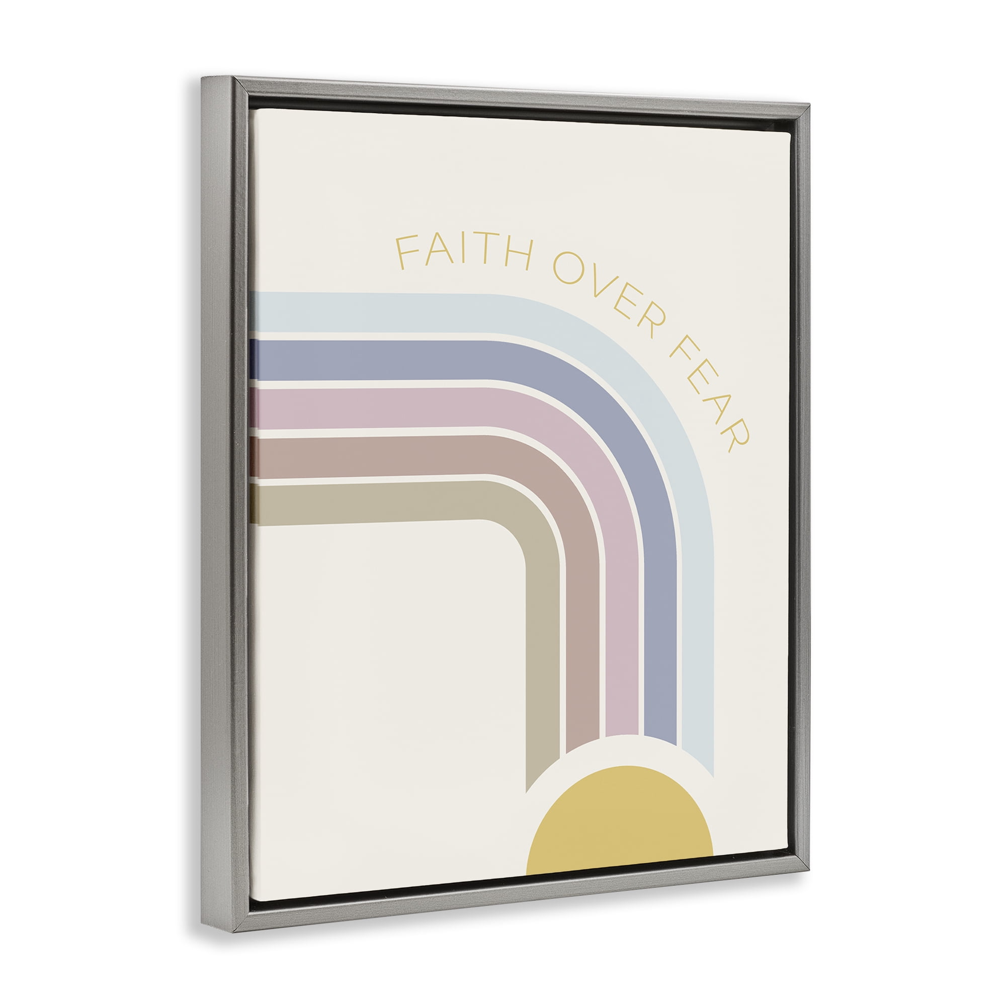 Stupell Industries Faith Over Fear Rainbow Gray Framed Floater Canvas Wall Art, design by SD Graphics Studio