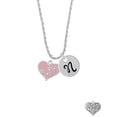 thumbnail image 2 of Delight Jewelry Silvertone Pink Enamel Heart with Paw Prints Silvertone Script Initial Disc - N - Charm Necklace, 20"+3", 2 of 4