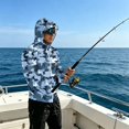 thumbnail image 3 of Havenx Men's Upf 50+ Sun Protection Fishing Jacket Camo Long Sleeve Full Zip Jacket Thumbhole Hooded Jacket Rash Guard Hiking Running Fishing Athletic Workout Blouse,Royal Blue S, 3 of 7
