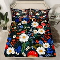 thumbnail image 2 of Manfei White Groovy Flower Queen Sheet Sets, Rustic Plant Botanical Flat Sheet, Cartoon Mushroom Queen Fitted Sheet, Microfiber Bedroom Decor, 4 Pieces, 2 of 7