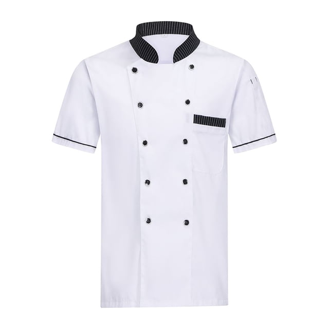 fastboy Chef Uniforms Men Women Short Sleeve Chef Coat Breathable Wear-resistant Working Jacket Restaurant Kitchen Cooking Clothes White XL