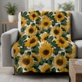 thumbnail image 2 of Sunflower Blanket Soft Cozy Warm Throw Blanket for Couch, Plush Fuzzy Flannel Fleece Blankets for Sofa, Summer Floral Botanical Watercolor Yellow Green Bed Blankets Lightweight Gifts for Men, 30"x40", 2 of 9