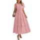 thumbnail image 1 of Vestido casual BTFBM para mujer, verano 2025, cuello en V y cintura elástica, 1 of 9