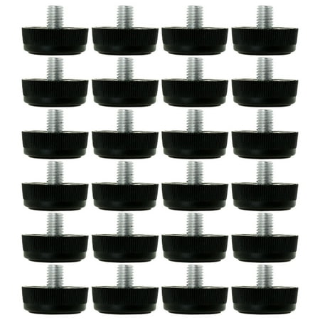 24pcs M8 x 10 x 30mm Leveling Feet Adjustable Leveler Floor Protector Covers for Furniture Chair Legs