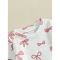 thumbnail image 7 of FEORJGP Toddler Baby Girls 2-piece Outfits 0 6M 12M 18M 2T 3T Infant Long Sleeve Pullovers Bow Print Crew Neck Sweatshirts Tops with Elastic Waist Sweute Casual Spring Fall Clothes for Daily, 7 of 7