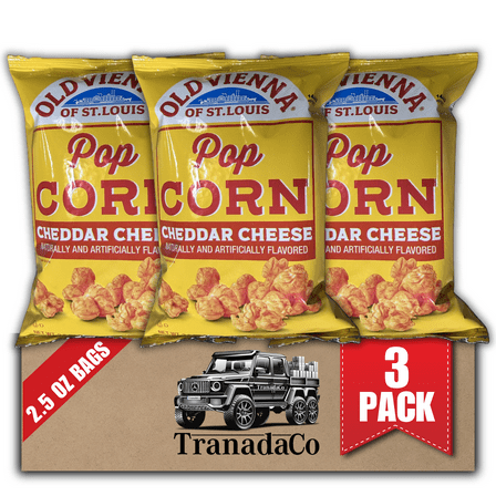 Old Vienna of St. Louis Cheese Popcorn 2.5oz Bag, 3-Pack Cheddar Flavor Snack (by TranadaCo)