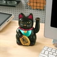 thumbnail image 2 of Black Lucky Cat Figurine, 6 in Plastic Maneki Neko, Cat Statues Home Decor, Wealth and Prosperity Symbol, Ideal Cat Decorations for Special Occasions, 2 of 5