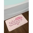 thumbnail image 2 of Saying Bath Mat, Hand-written Morning Sunshine Text and Sleepy Pink Cat Print, Plush Bathroom Decor Mat with Non Slip Backing, 29.5" X 17.5", Peach Violet, by Ambesonne, 2 of 2