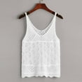 thumbnail image 2 of ibuvkizy Womens V Neck Crochet Knit Tank Tops Loose Hollow Out Sleeveless Sweater Blouse, 2 of 5