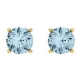 thumbnail image 3 of 14K Solid Gold Screw Back Stud Earrings for Women | 1 cttw Round Cut Natural Swiss Blue Topaz | Yellow Gold, 3 of 5