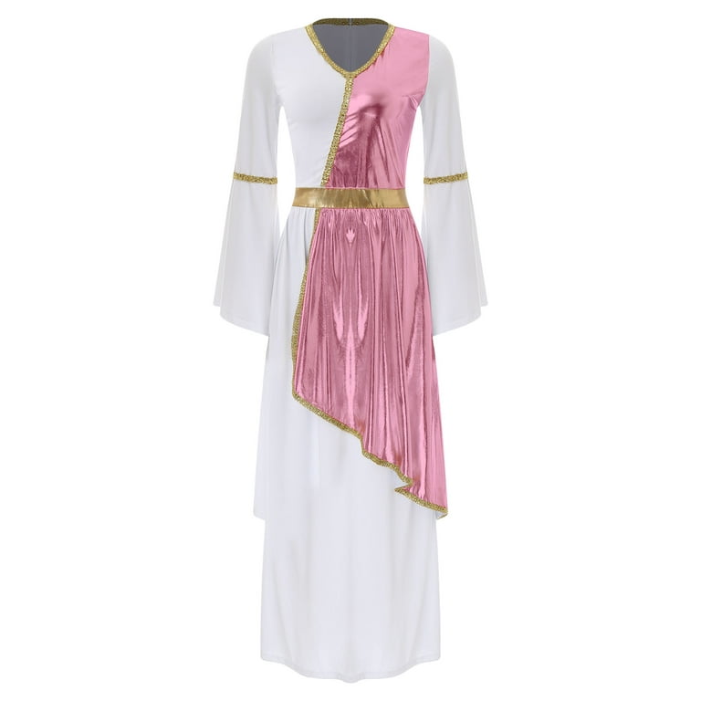iixpin Womens Greek Costume Ancient Toga Dress Overlay Liturgical Praise  Dance Dress Pink XL - Walmart.com