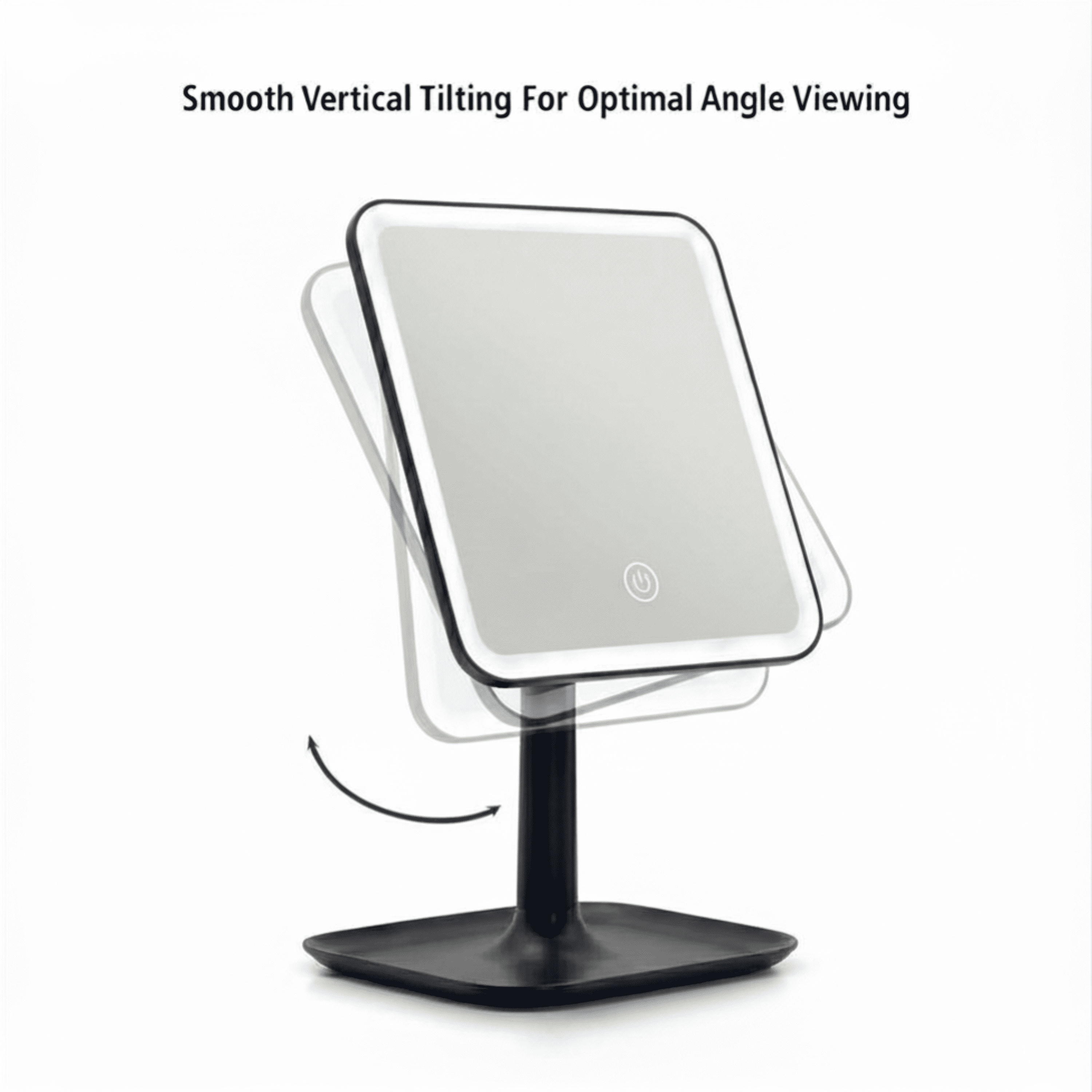 Mainstays LED Lighted Vanity Makeup Mirror with Lights, 5X Magnifying & Storage Tray, Rich Black Finish