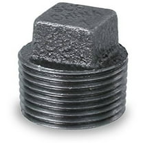 Supply Giant BMPL0120 Black Malleable Iron Plug with Square Head, 1/2"