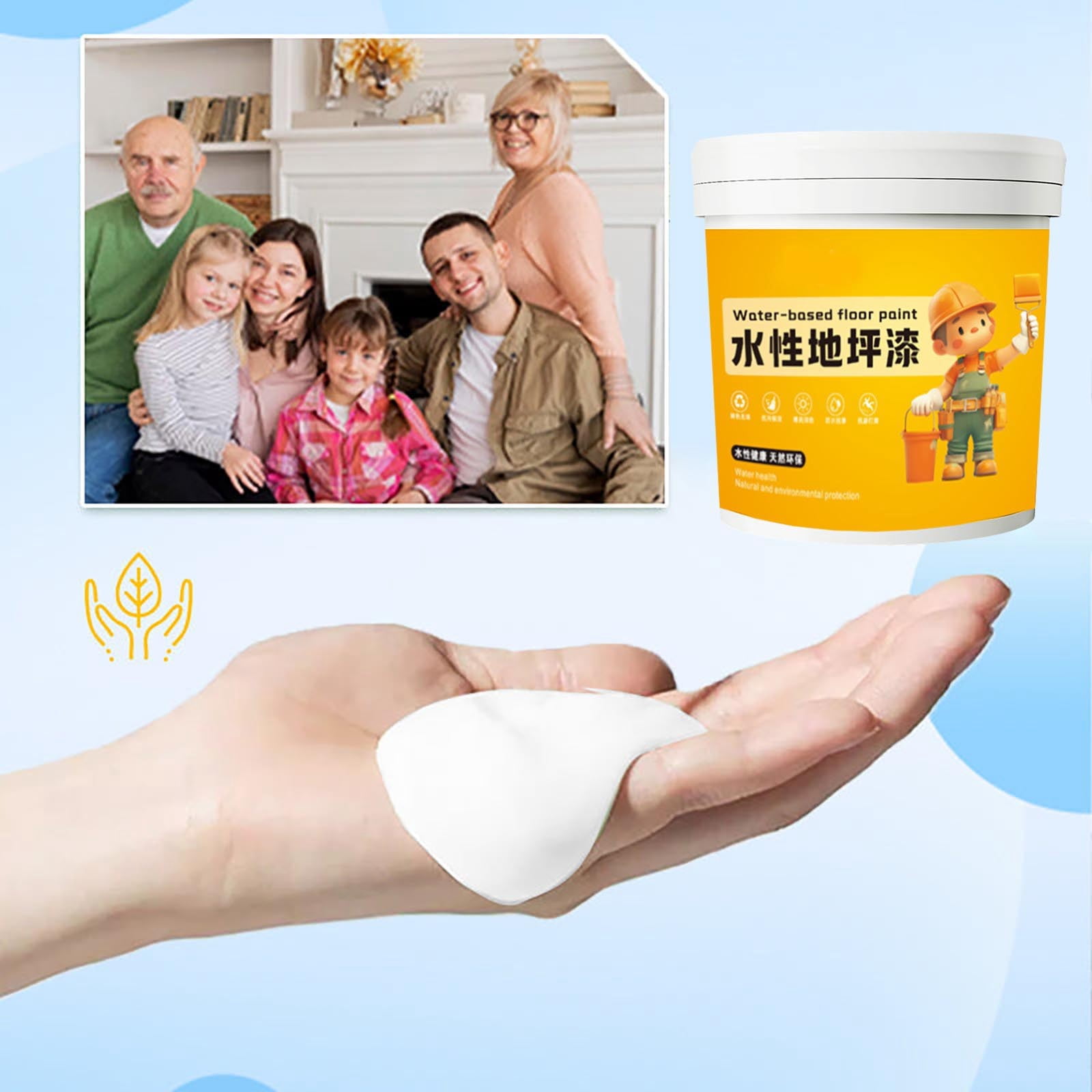 Waterproof Water-Based Epoxy Floor Paint, 300ml Quick Dry Non-Slip Water-Based Floor Paint, Water-Based Garage Floor Paint Epoxy Floor Paint, Non-Slip Concrete Floor Paint (M, 1pcs)