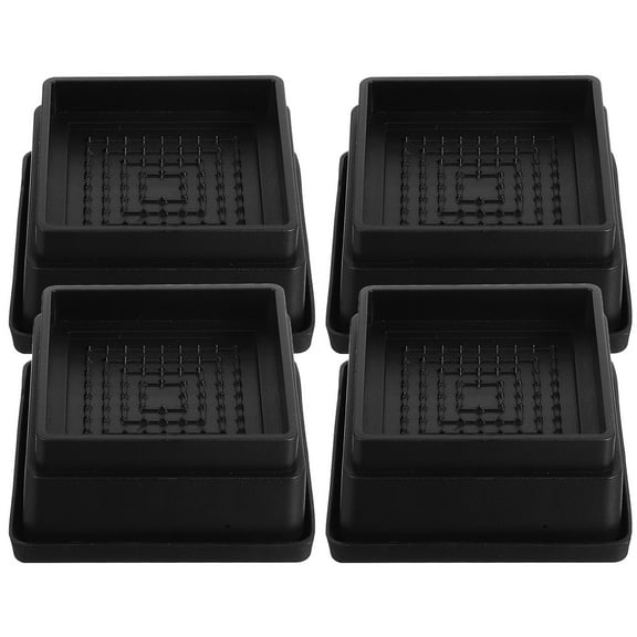 WEUVEB Stackable Rubber Bed Risers Black Nonslip Bottom for Home 4Pcs