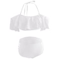 thumbnail image 1 of Pxiakgy bikini sets for women Large Size Split Swimsuit Bikini Split Swimsuit Off Shoulder Split Beach Bikini With Ruffled Edge swim suits for women White + XL, 1 of 3