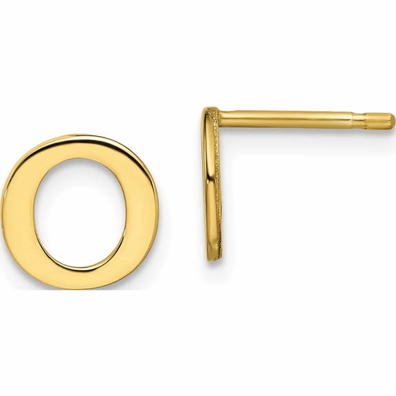 10K Yellow Gold 10Ky Polished Initial Letter O Post Earrings Made In United States 10xne46y/o