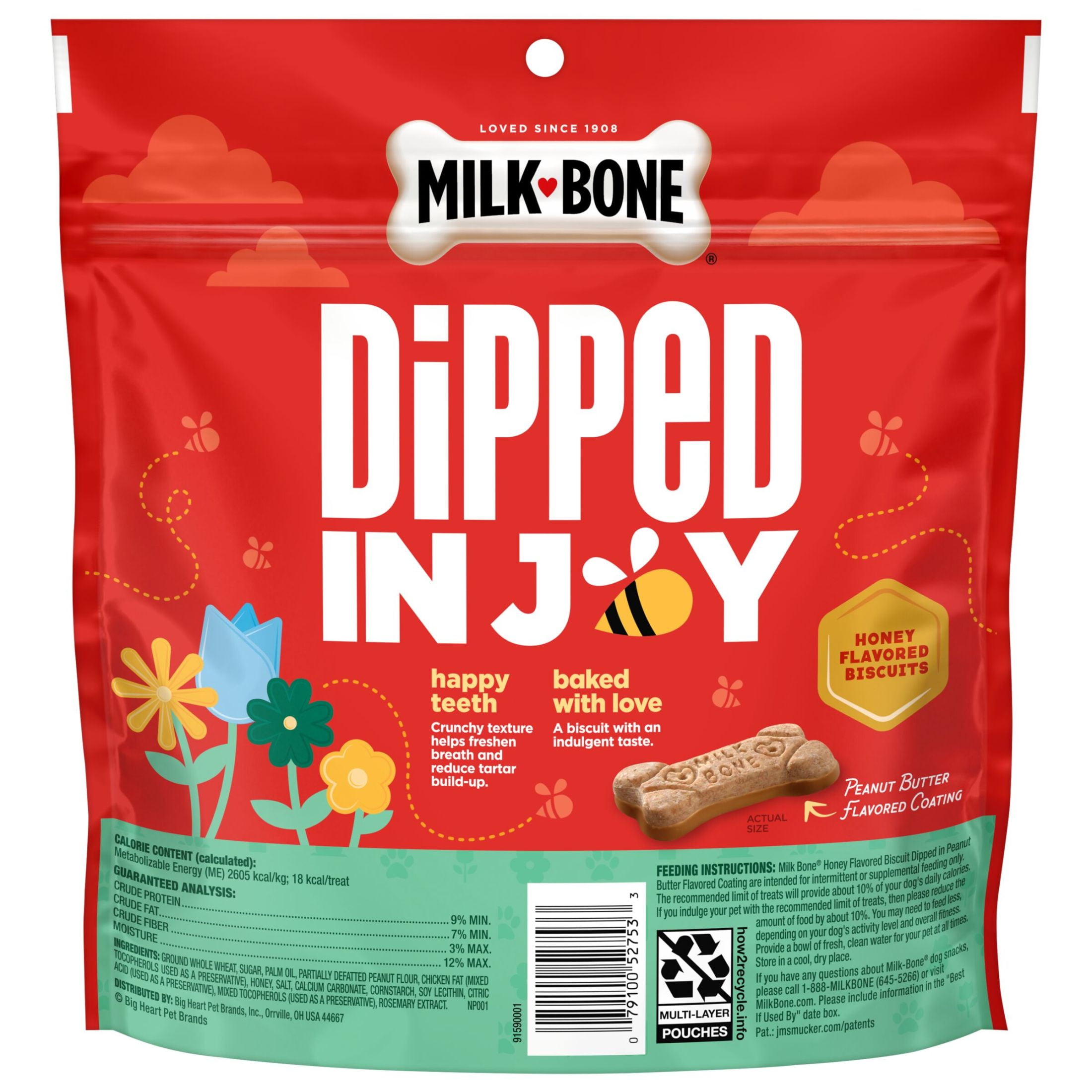 Milk-Bone Dipped Honey Flavored Biscuits With Peanut Butter Flavored Coating, 10 oz