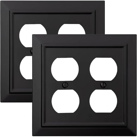 Classic Architecture Wall Plates,Light Switch covers, Electrical Outlet Covers, Duplex receptacle wall plates,Mid Size Bamboo Fiber Material Switch plates Matte Black (2 Gang Duplex 2PK)
