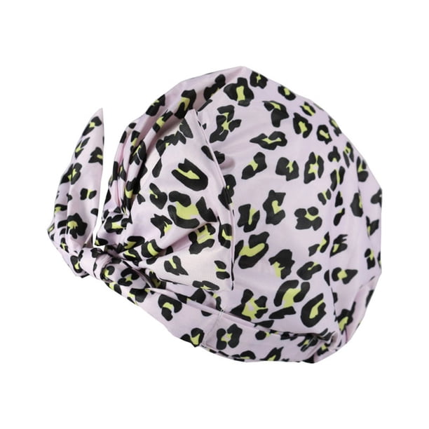 Gorros de baño para ducha, estampado de flores, impermeable, reutilizable, cubierta con dobladillo elástico, gorro de baño, gorro rizado, Juegos de accesorios de baño Estampado de leopardo rosa Bearachild HA062078-09B