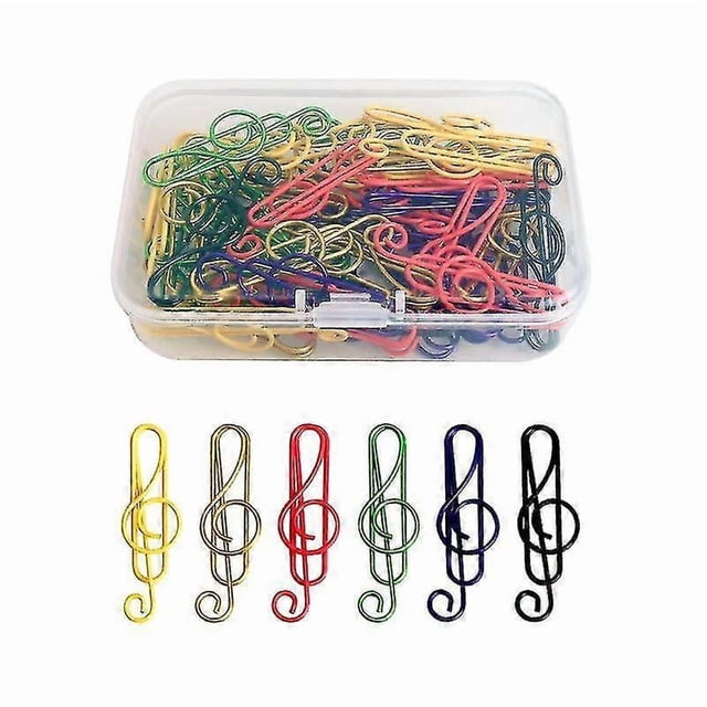 100 Pack Music Paper Clips, Music Paper Clips Metal Paper Clips For Music Notes Colorful Metal Paper