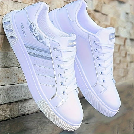 

XTMPMY Trendy PU Uppers Size Skates Shoes Wear-resistant Lace-up Stripes For Outdoor Casual Street Style Footwear