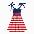 thumbnail image 3 of CAUYDY 2T 3T 4T Toddler Baby Girls' Independence Day Patriotic Dresses 5T 6T 7T Short Sleeve American Flag Star Stripe Print A Line Sundress (Sizes 4-5 Years,Watermelon Red), 3 of 6