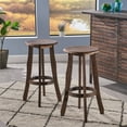 thumbnail image 2 of GDF Studio Pinnate Indoor/Outdoor Rustic Acacia Wood 30 Inch Backless Barstools, Set of 2, Dark Brown, 2 of 8