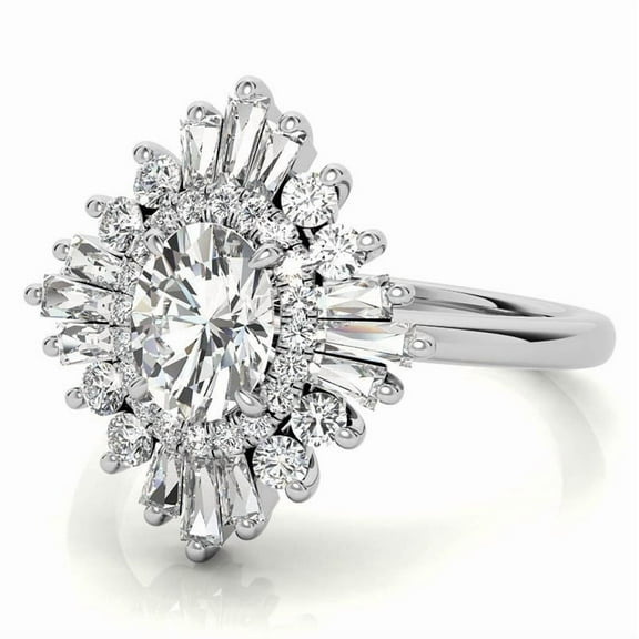 Auory Affordable Moissanite Halo Daily Wear Ring for Women