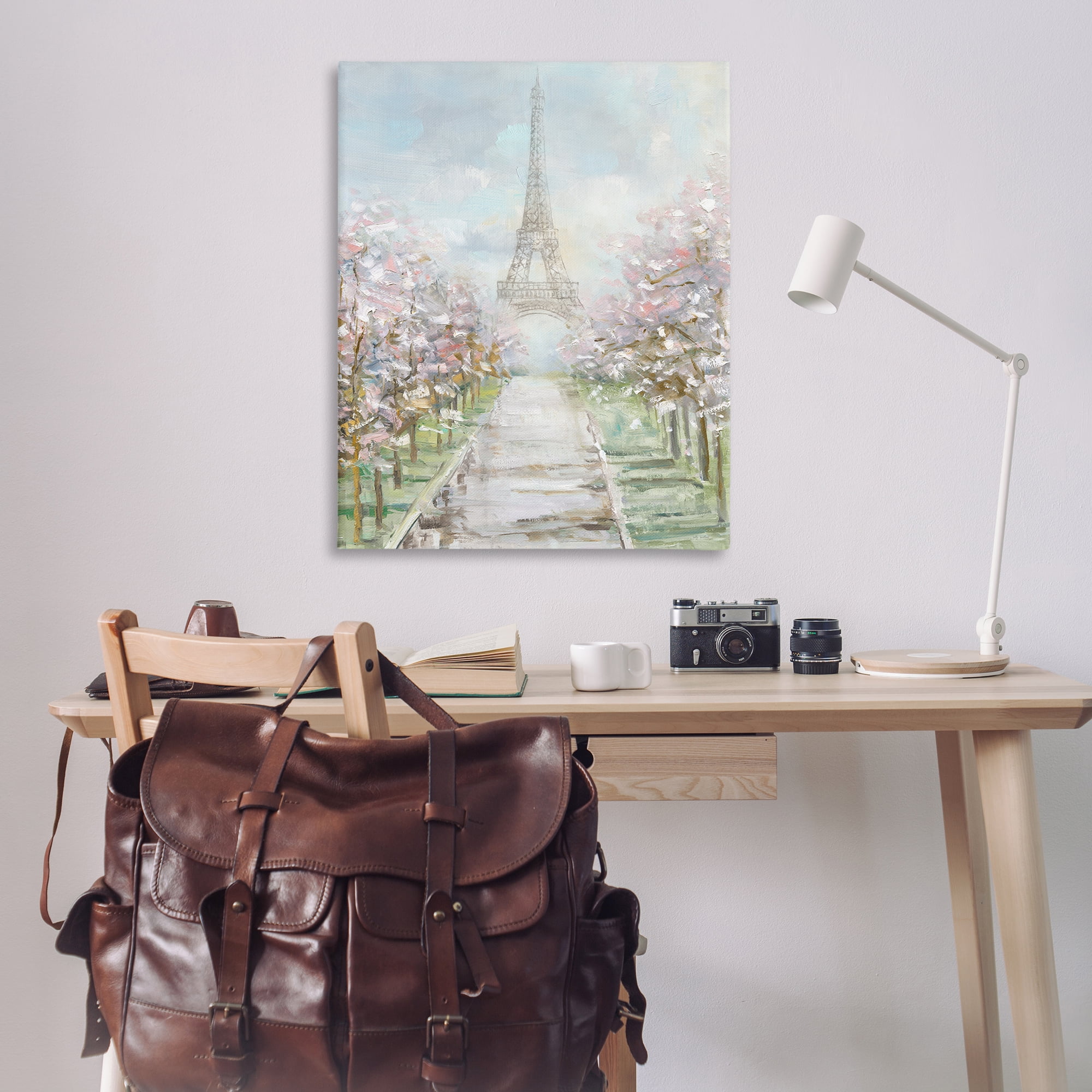 Stupell Industries Eiffel Tower & Tree Grove Scenic & Cityscapes Painting Wrapped Canvas Art Print Wall Art, 36 x 48