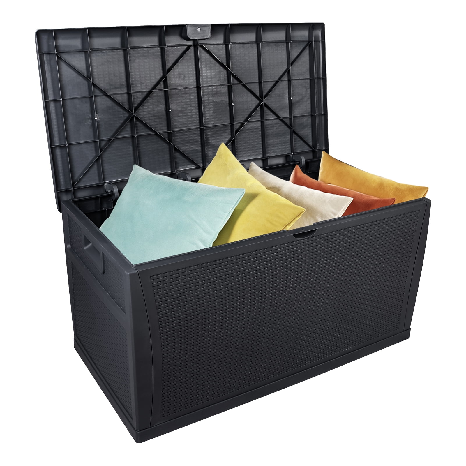 Details about   Garden Storage Box 75Gal Tool Case Cushion Bench Organizer In/Outdoor With Wheel 