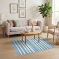 thumbnail image 3 of ODIKA 4'x6' Ultra-Soft Area Rug, Deep Blue Cream Layering Striped Gingham Felpudo Front Door Boho Symmetric Bands with Clean Washable, Bare feet friendly, Silk-Touch for Bedroom Home office, 3 of 7