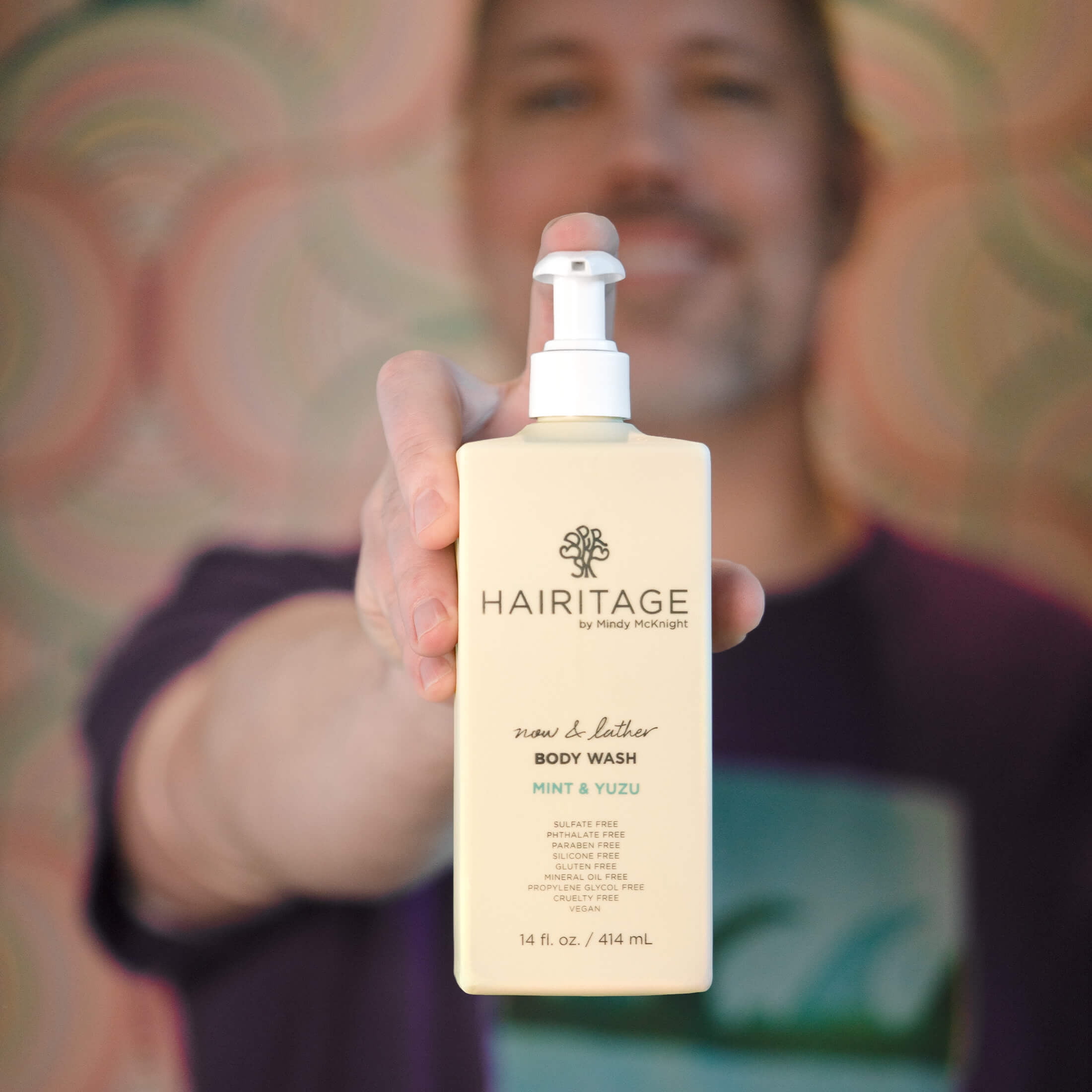 Hairitage Now & Lather Mint & Yuzu Scented Body Wash for all genders & all skin types, 14 fl oz.