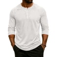 thumbnail image 2 of Resicozy Mens Henley 3/4 Length Sleeve Shirts Soft Button Tees Casual Fashion Solid Color T-Shirts White 2XL, 2 of 7