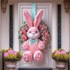 thumbnail image 5 of Cubierta de puerta de bienvenida de conejo, decoración de fondo de puerta de Feliz Pascua rosa, letrero de bienvenida para puerta de entrada de Pascua para recuerdos de fiesta de Feliz Pascua, 5 of 9