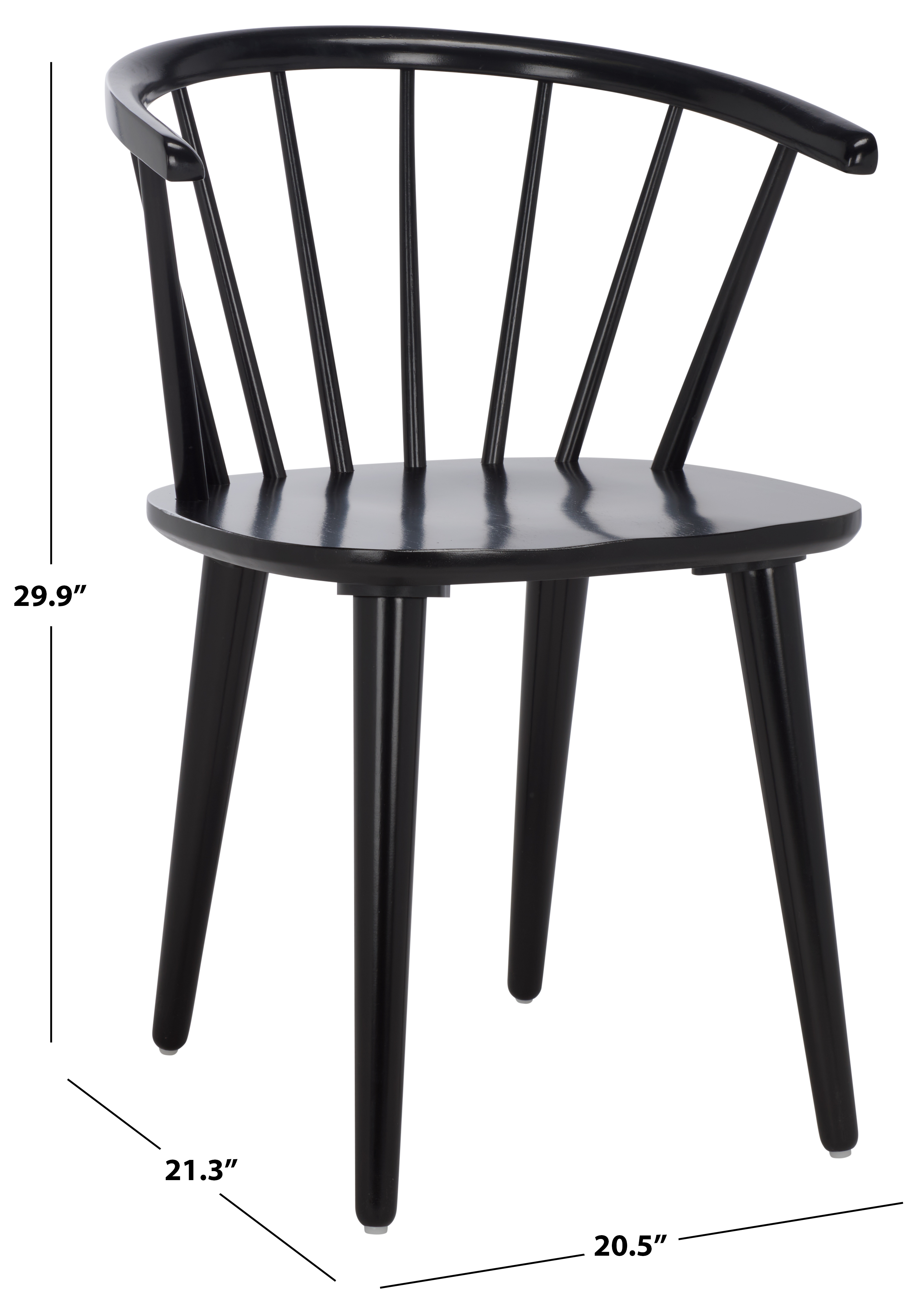 Safavieh Mandalyn Mid-Century Wood Dining Side Chairs, Black (Set of 2)