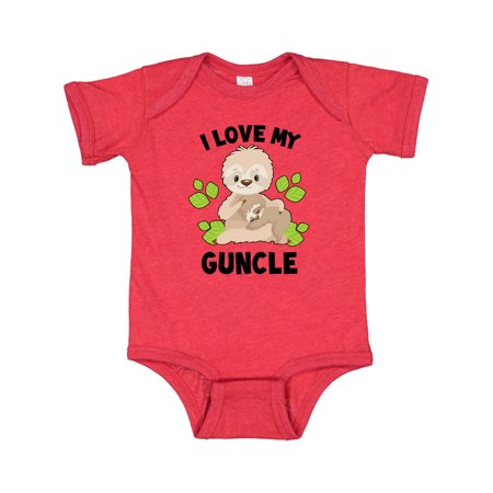 

Inktastic Cute Sloth I Love My Guncle with Green Leaves Gift Baby Boy or Baby Girl Bodysuit